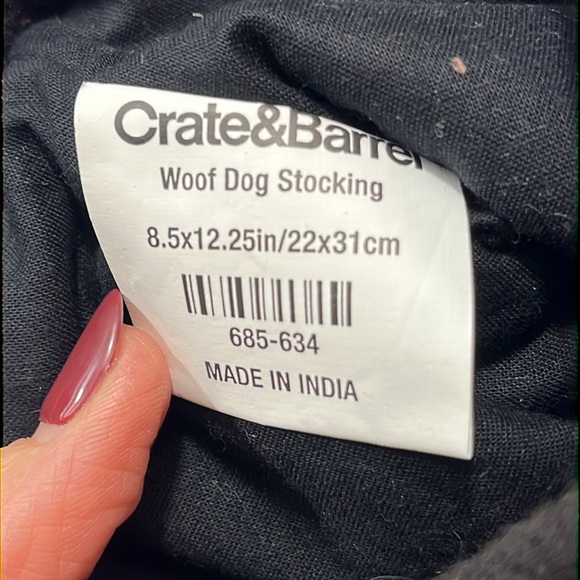 WOOF embroidery Puppy Dog PET black gray striped wool Holiday Christmas stocking - Picture 8 of 10